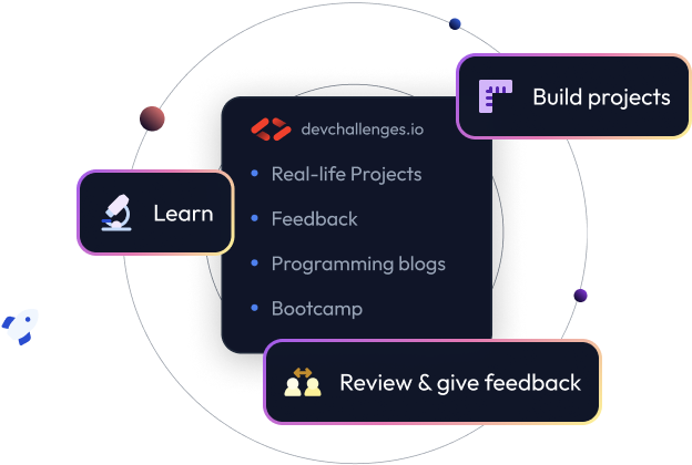 Accelerate your coding journey with real-life projects, feedback loops, and community-driven learning on DevChallenges.io. Learn, build, and grow your skills with a supportive network of developers. Join our bootcamp, read insightful programming blogs, and review projects for hands-on experience.